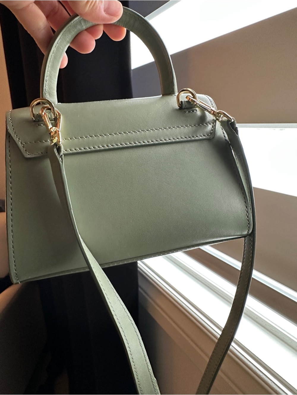 DeMellier Mini Top-Handle Bag in Sage Green with Gold Hardware - Picture 6 of 11